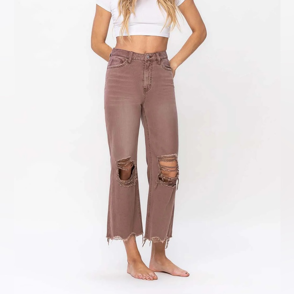 Vervet Womens size 27 90’s vintage hi rise cropped flare jeans Aztec grunge